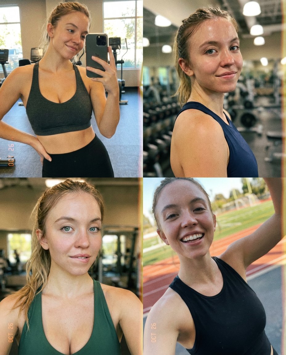 Sydney Sweeney Sports Selfie Collage Prompt
