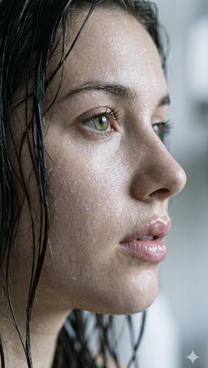 Extreme Close-up Portrait with Glistening Skin
