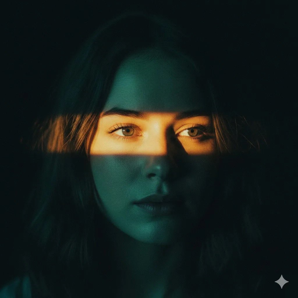 Cinematic Portrait with Dramatic Light Strip