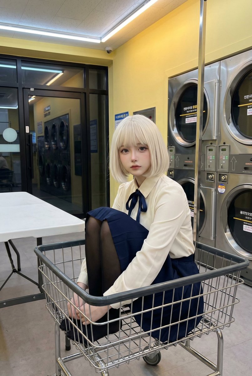Cosplay Model in Laundry Cart Portrait