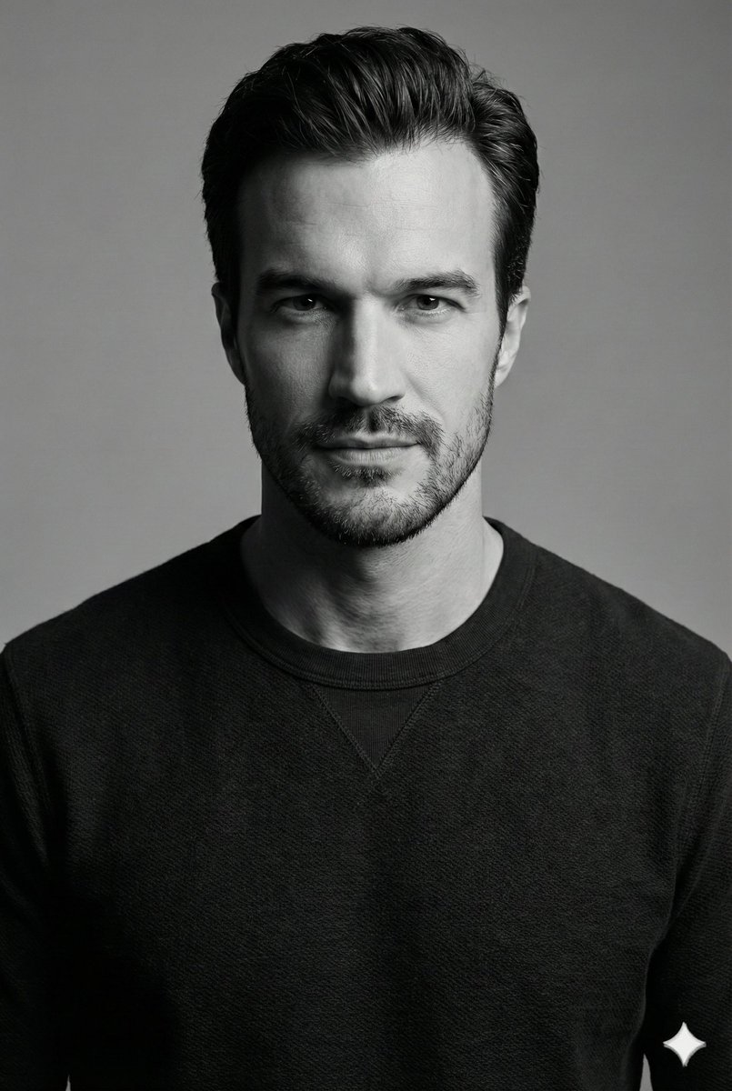 High-Contrast Monochrome Studio Portrait